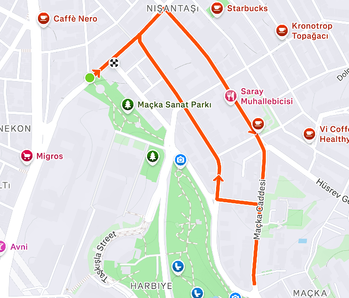 Nişantaşı yürüyüş haritası